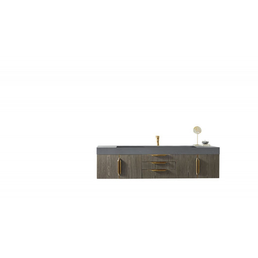 Mercer Island 72" Single Vanity Ash Gray Radiant Gold w/Dusk Gray  Composite Top