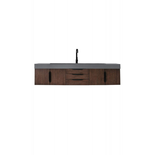 Mercer Island 72" Single Vanity Coffee Oak Black w/Dusk Gray  Composite Top