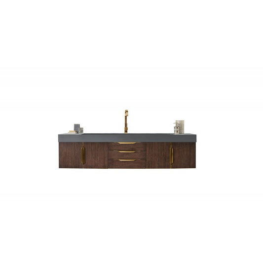 Mercer Island 72" Single Vanity Coffee Oak Radiant Gold,Dusk Gray Composite Top