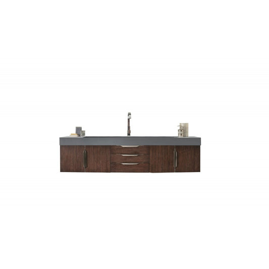 Mercer Island 72" Single Vanity, Coffee Oak w/ Dusk Gray Glossy Composite Top