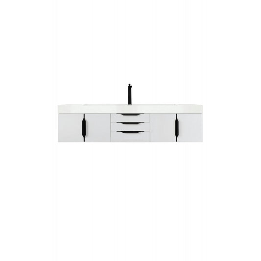 Mercer Island 72" Single Vanity Glossy White Black w/Glossy White Composite Top