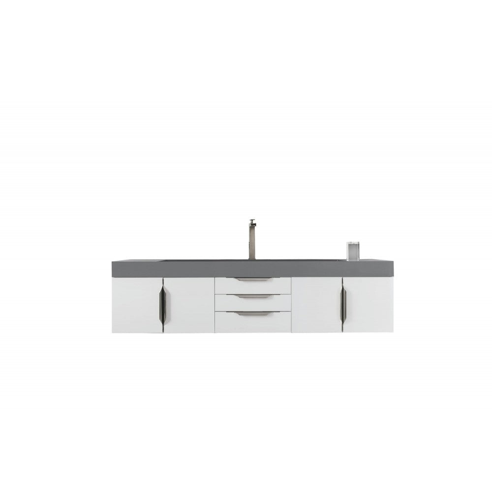 Mercer Island 72" Single Vanity, Glossy White w/ Dusk Gray Glossy Composite Top