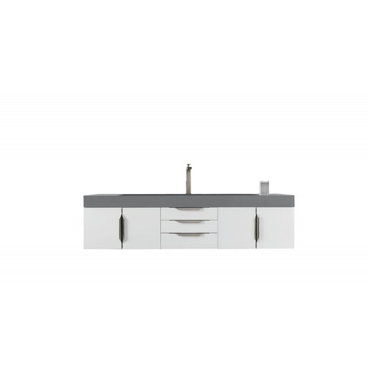 Mercer Island 72" Single Vanity, Glossy White w/ Dusk Gray Glossy Composite Top