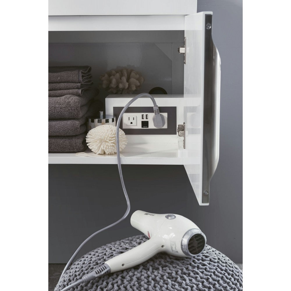 Mercer Island 72" Single Vanity, Glossy White w/ Glossy White Composite Top