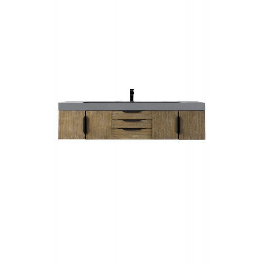 Mercer Island 72" Single Vanity Latte Oak Black w/Dusk Gray Glossy Composite Top