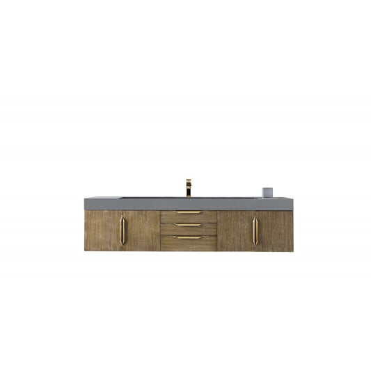 Mercer Island 72" Single Vanity Latte Oak Radiant Gold,Dusk Gray Composite Top