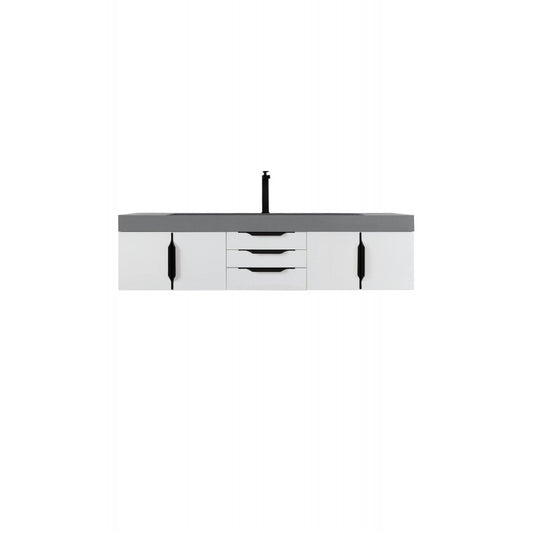 Mercer Island 72" Single Vanity  White Black w/Dusk Gray  Composite Top
