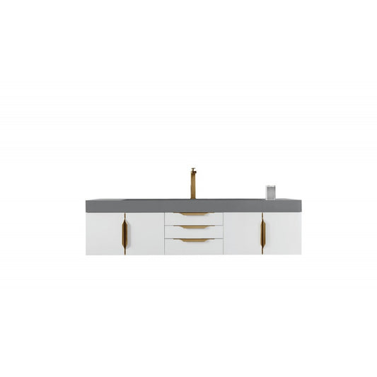 Mercer Island 72" Single Vanity  White Radiant Gold w/Dusk Gray  Composite Top