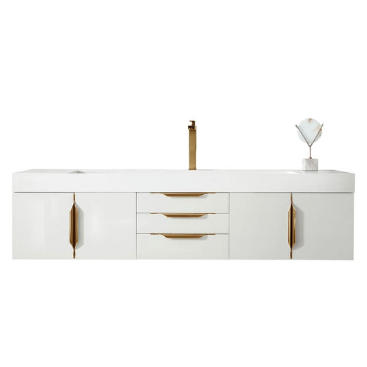 Mercer Island 72" Single Vanity  White Radiant Gold w/ White Composite Top