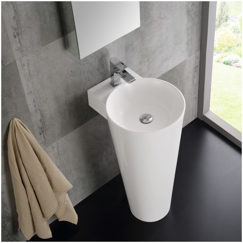 Messina 16" White Pedestal Sink w Medicine Cabinet - Modern Bathroom Vanity