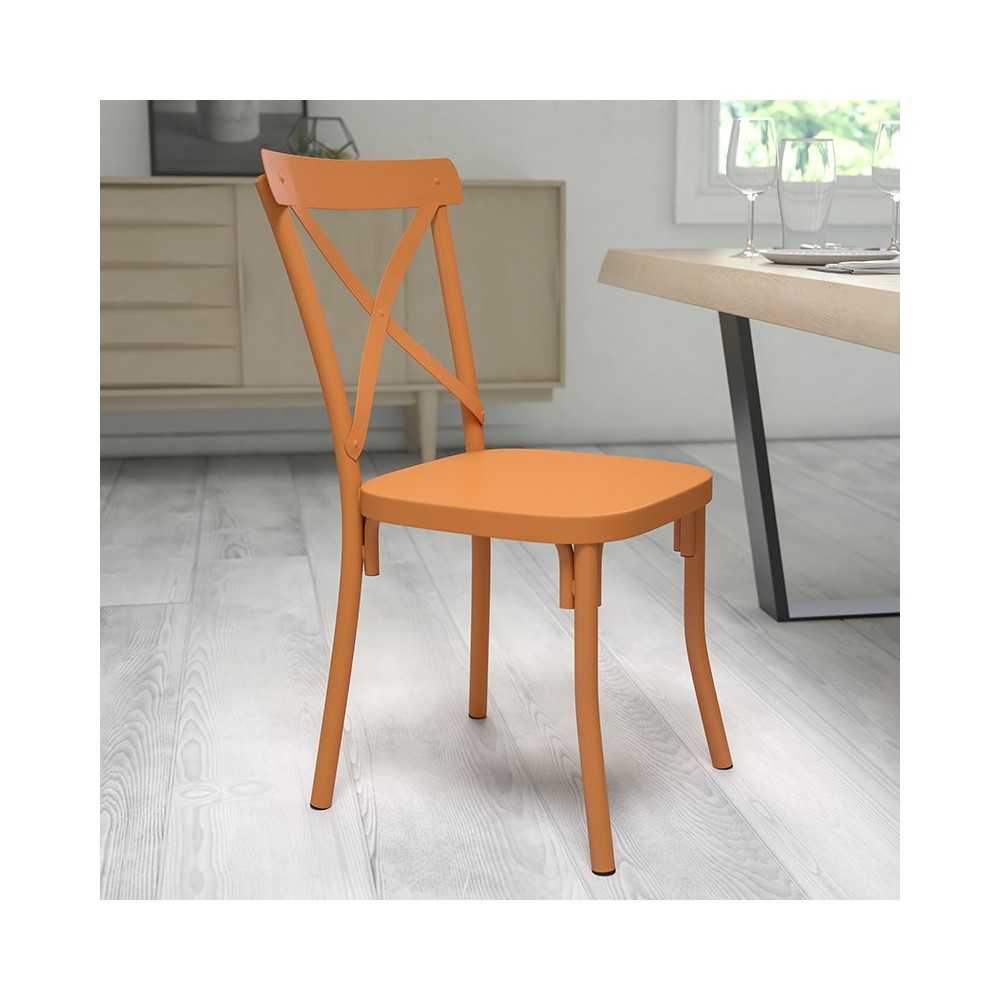 Metal Cross Back Chair (Natural)