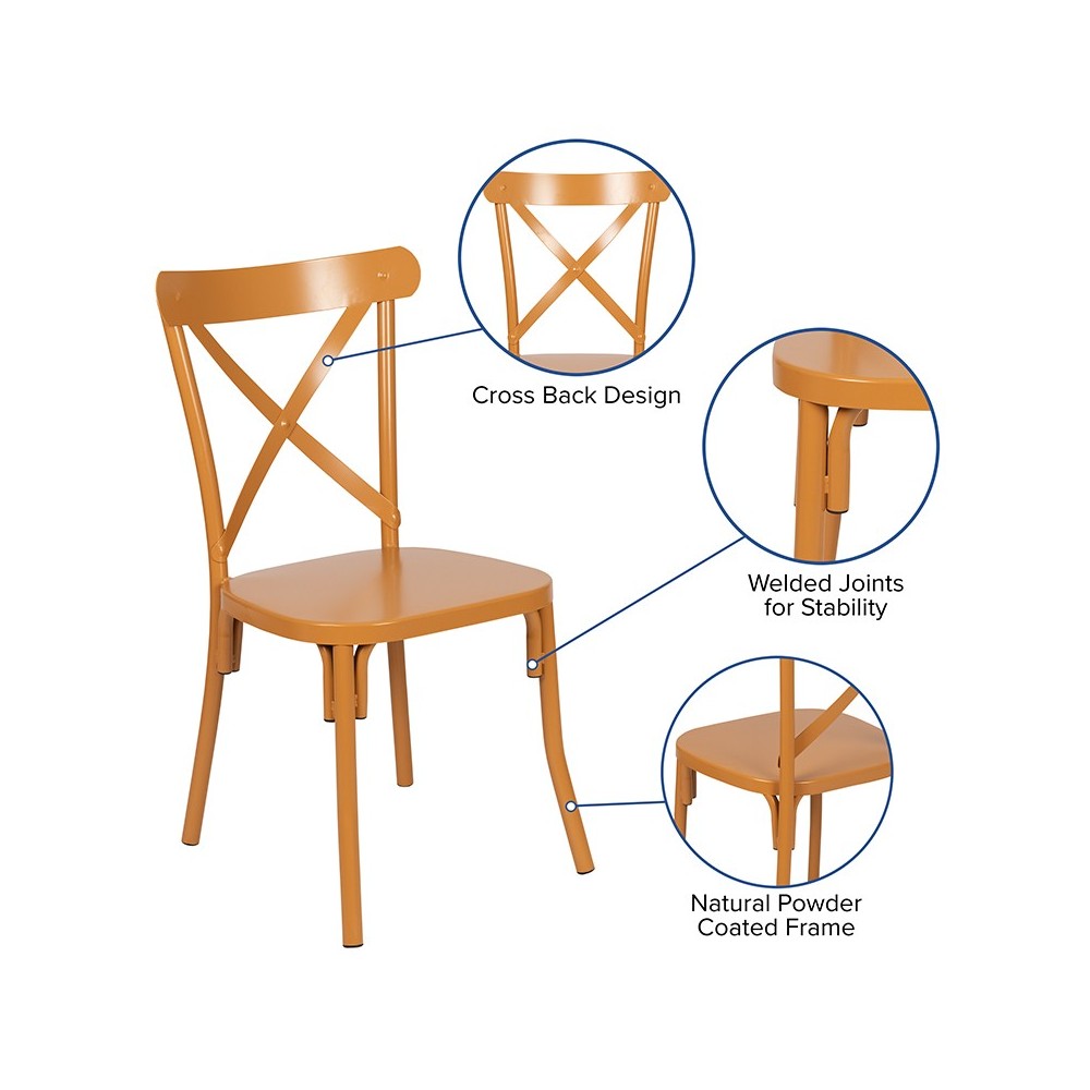 Metal Cross Back Chair (Natural)
