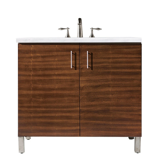 Metropolitan 36" American Walnut Single Vanity w/3 CM Arctic Fall Surface Top