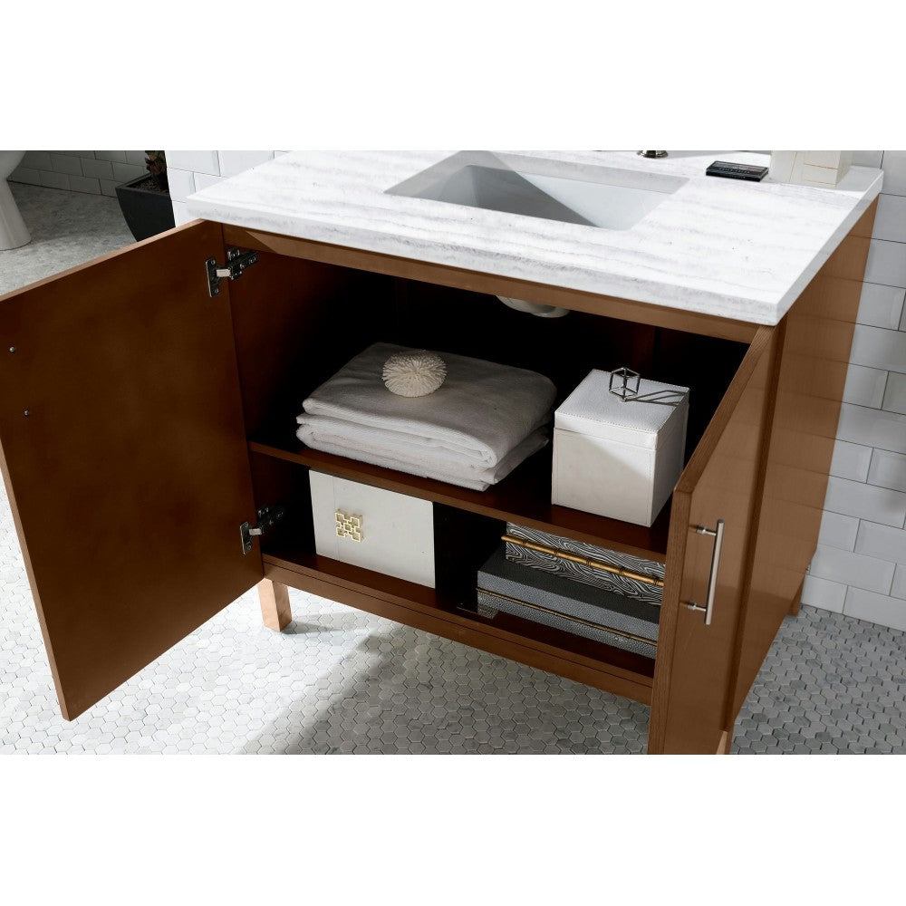 Metropolitan 36" American Walnut Single Vanity w/3 CM Arctic Fall Surface Top