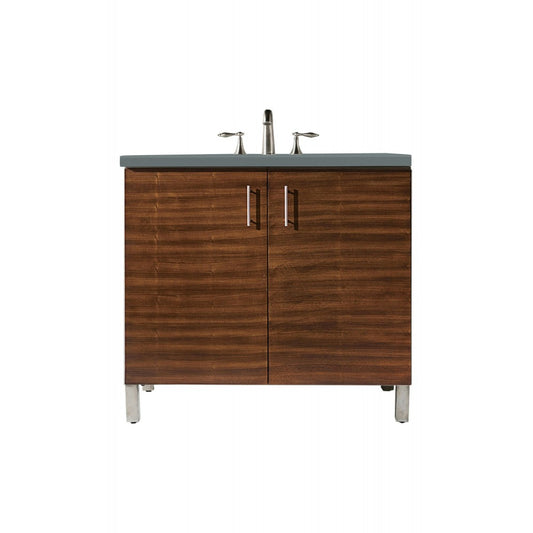 Metropolitan 36" Single Vanity, American Walnut, w/ 3 CM Cala Blue Quartz Top