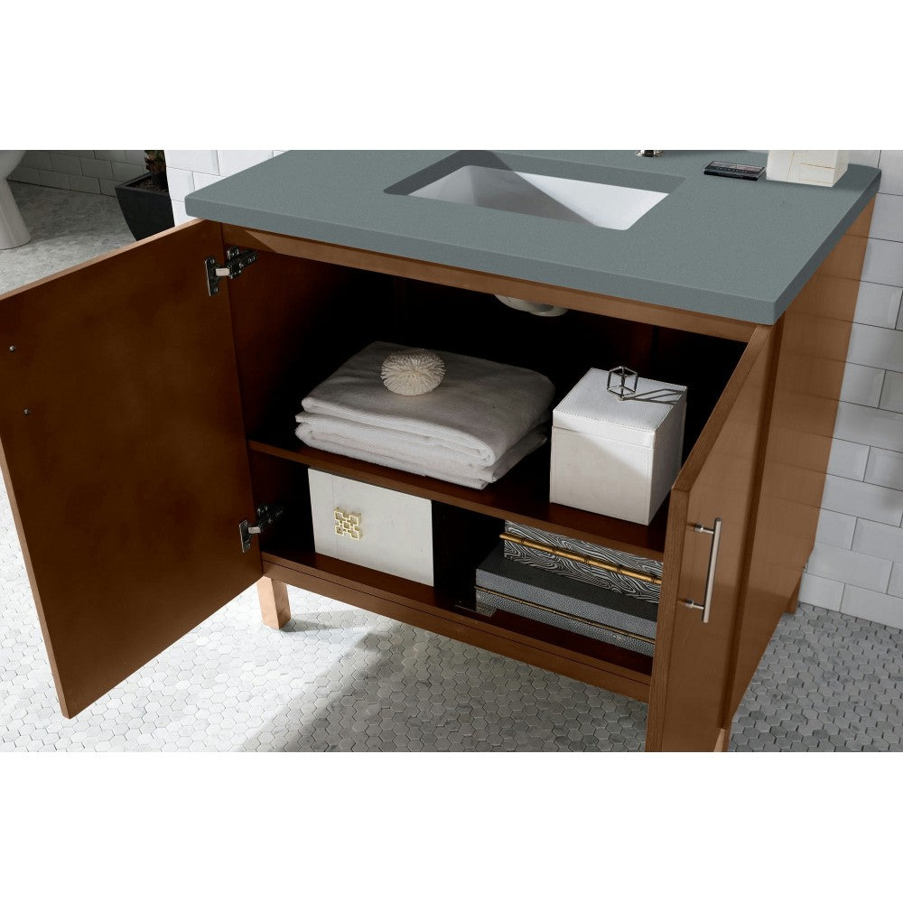 Metropolitan 36" Single Vanity, American Walnut, w/ 3 CM Cala Blue Quartz Top