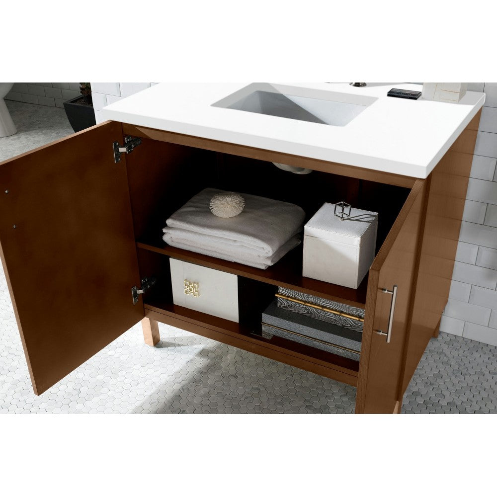 Metropolitan 36" Single Vanity American Walnut w/ 3 CM Classic White Quartz Top
