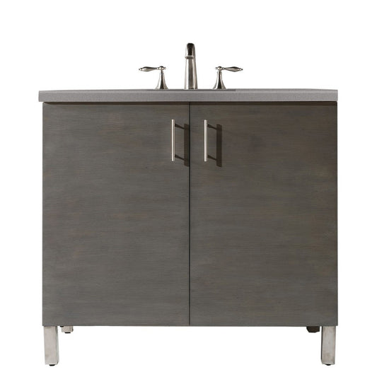 Metropolitan 36" Single Vanity, Silver Oak, w/ 3 CM Gray Expo Quartz Top