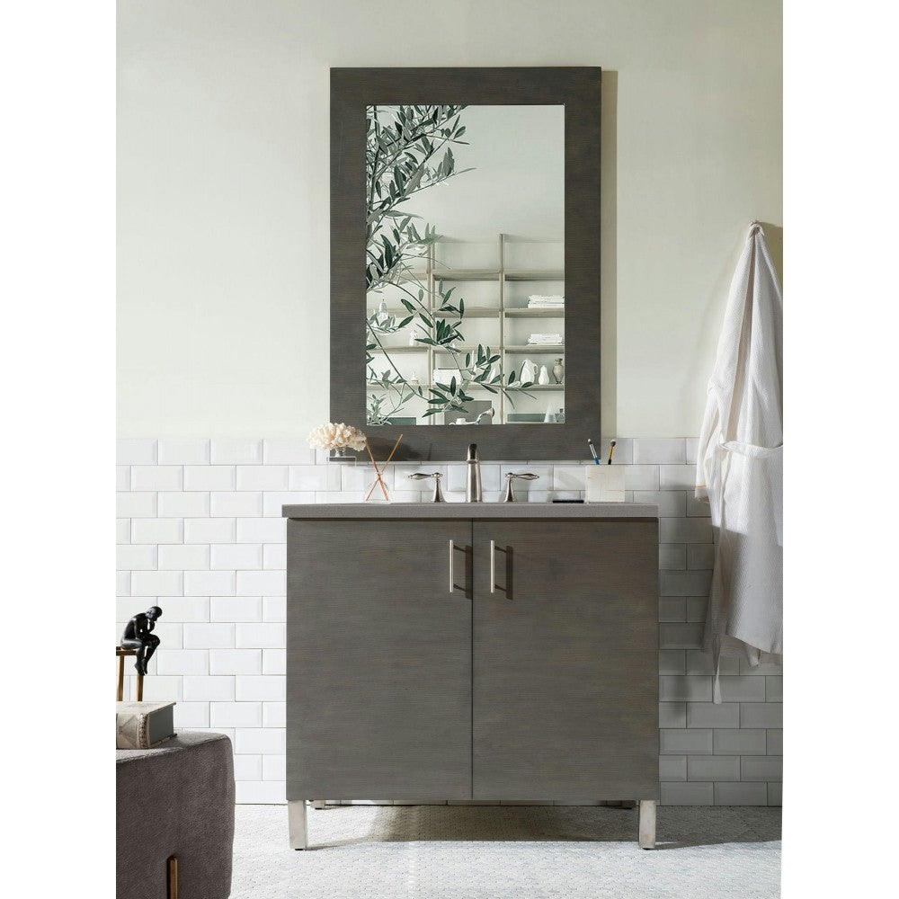 Metropolitan 36" Single Vanity, Silver Oak, w/ 3 CM Gray Expo Quartz Top