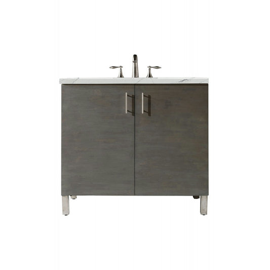 Metropolitan 36" Single Vanity, Silver Oak, w/ 3 CM Ethereal Noctis Quartz Top