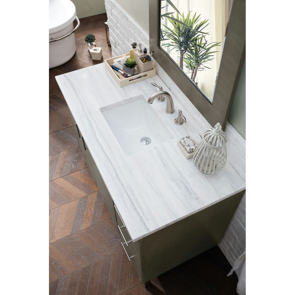 Metropolitan 48" Silver Oak Single Vanity w/ 3 CM Arctic Fall Solid Surface Top