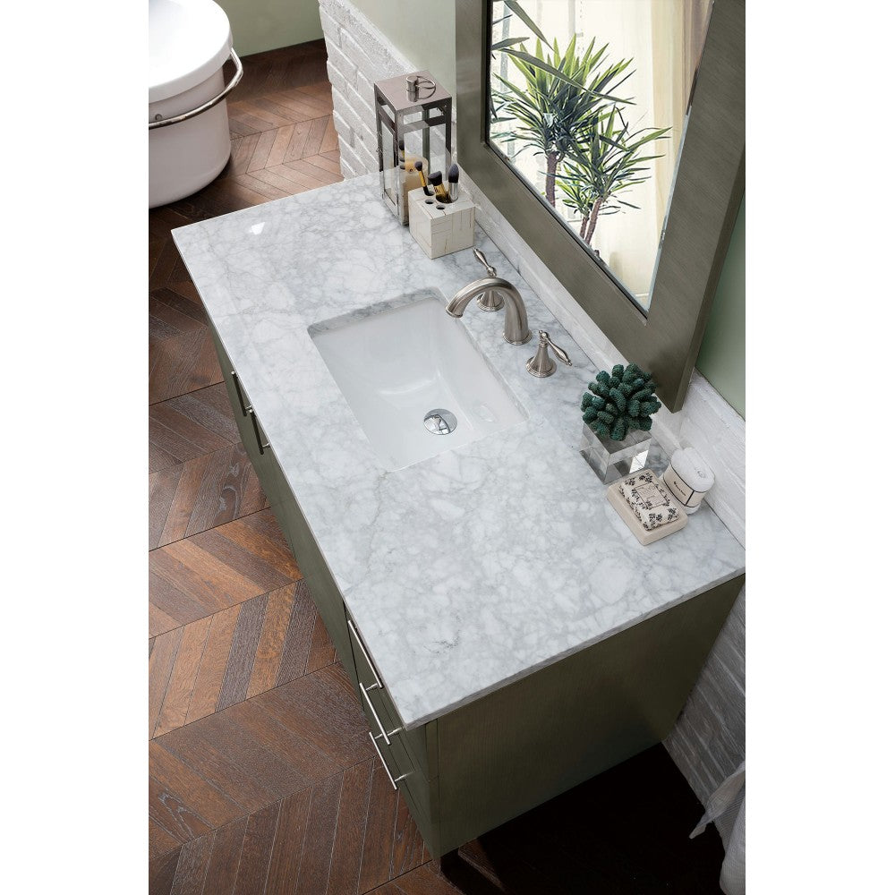 Metropolitan 48" Silver Oak Single Vanity w/ 3 CM Carrara Marble Top
