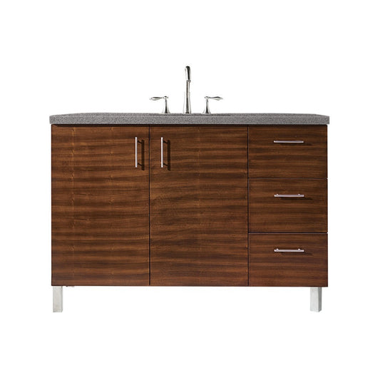 Metropolitan 48" Single Vanity, American Walnut, w/ 3 CM Gray Expo Quartz Top
