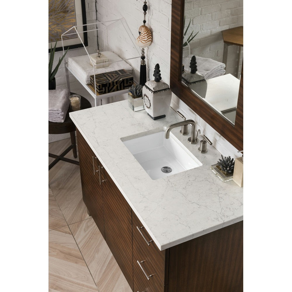 Metropolitan 48" Single Vanity American Walnut w/ 3 CM Jasmine Pearl Quartz Top