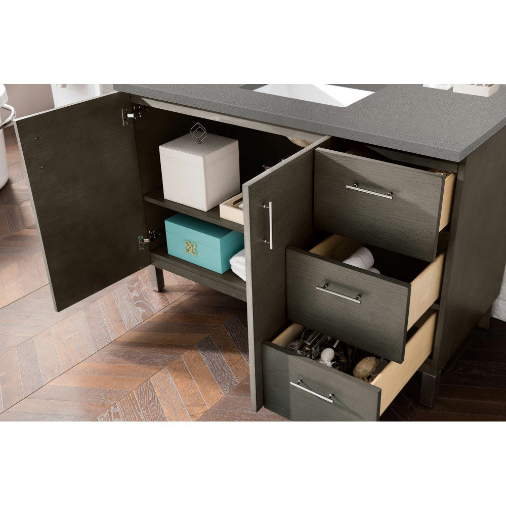 Metropolitan 48" Single Vanity, Silver Oak, w/ 3 CM Gray Expo Quartz Top