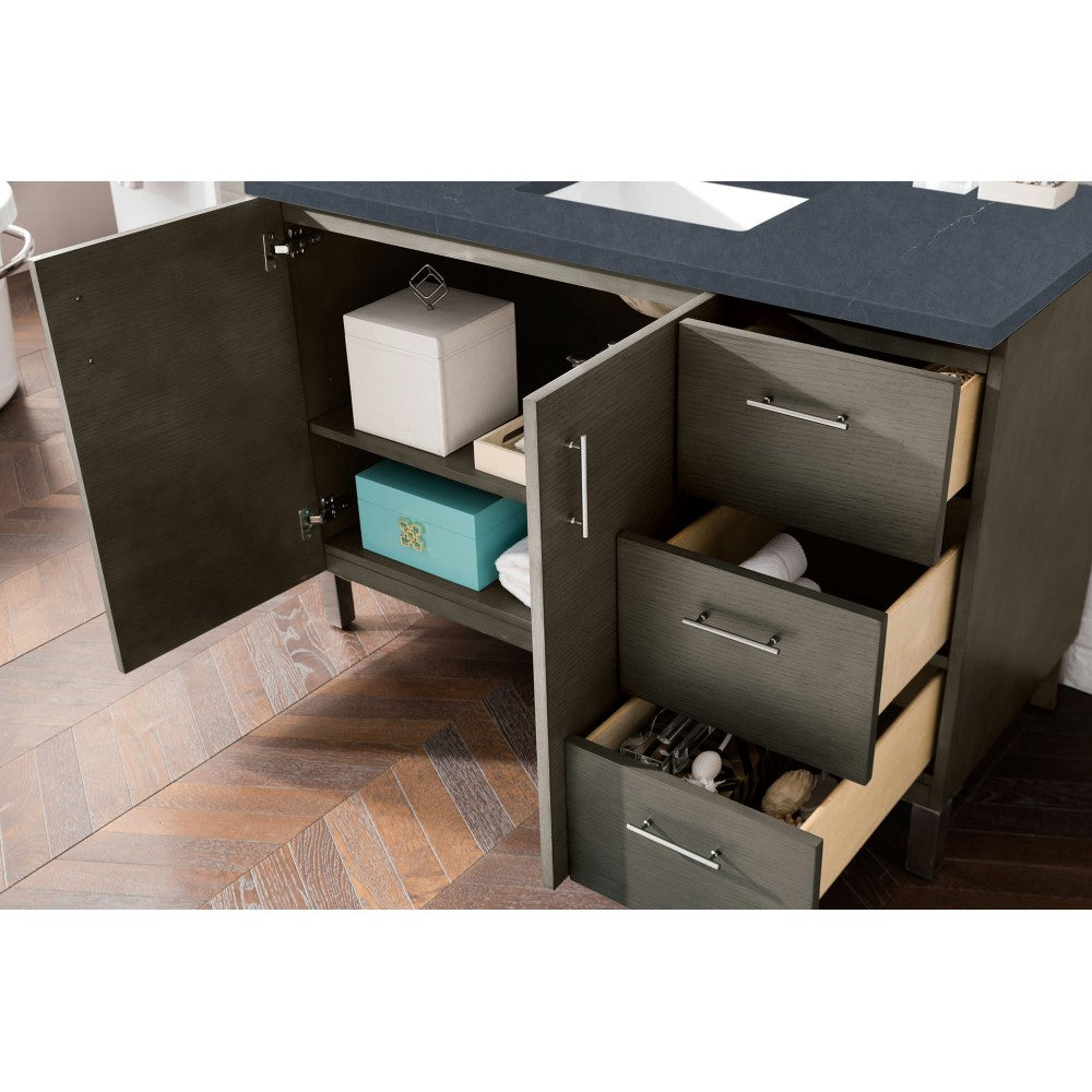 Metropolitan 48" Single Vanity Silver Oak w/ 3 CM Charcoal Soapstone Quartz Top