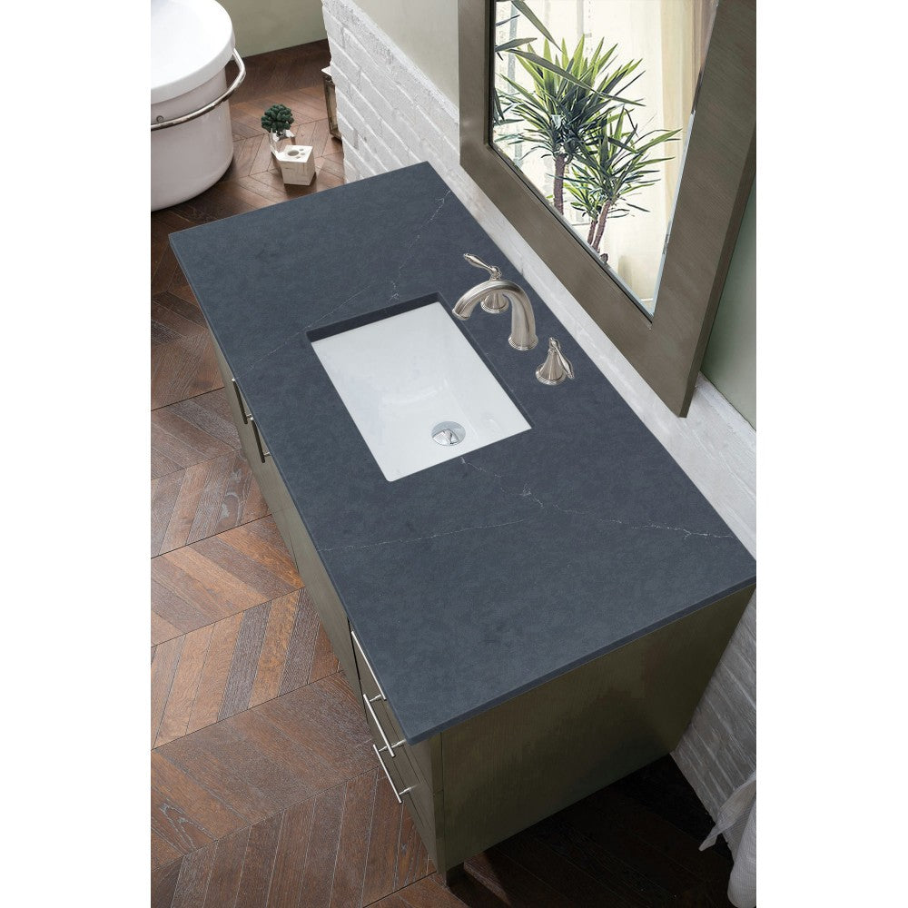Metropolitan 48" Single Vanity Silver Oak w/ 3 CM Charcoal Soapstone Quartz Top