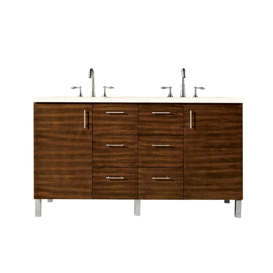Metropolitan 60" Double Vanity American Walnut w/ 3 CM Eternal Marfil Quartz Top