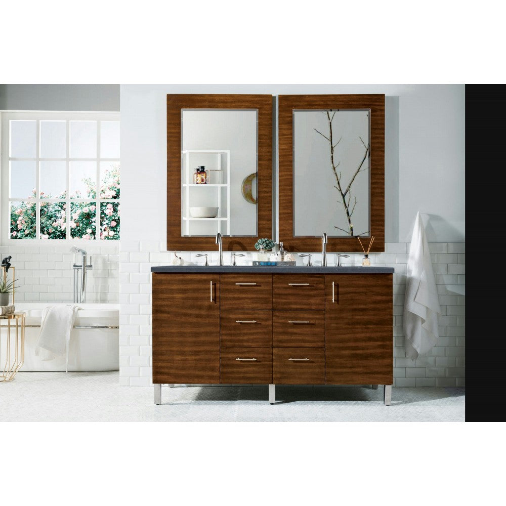 Metropolitan 60" Double Vanity American Walnut w/3 CM Soapstone Quartz Top