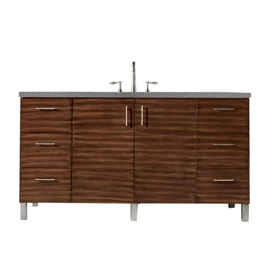 Metropolitan 60" Single Vanity, American Walnut, w/ 3 CM Gray Expo Quartz Top