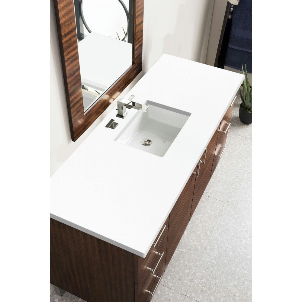 Metropolitan 60" Single Vanity American Walnut w/ 3 CM Classic White Quartz Top