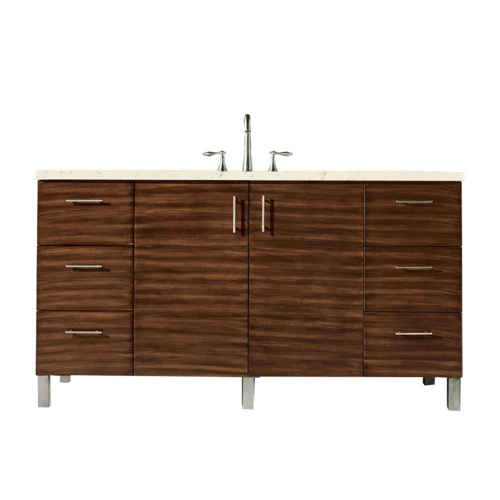Metropolitan 60" Single Vanity American Walnut w/ 3 CM Eternal Marfil Quartz Top