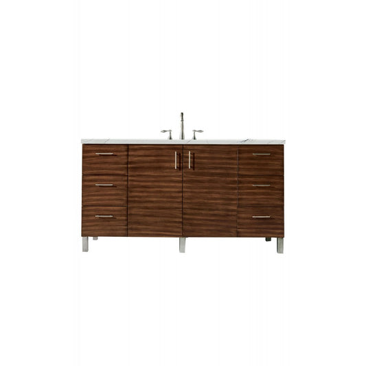 Metropolitan 60" Single Vanity American Walnut w/3 CM Ethereal Noctis Quartz Top