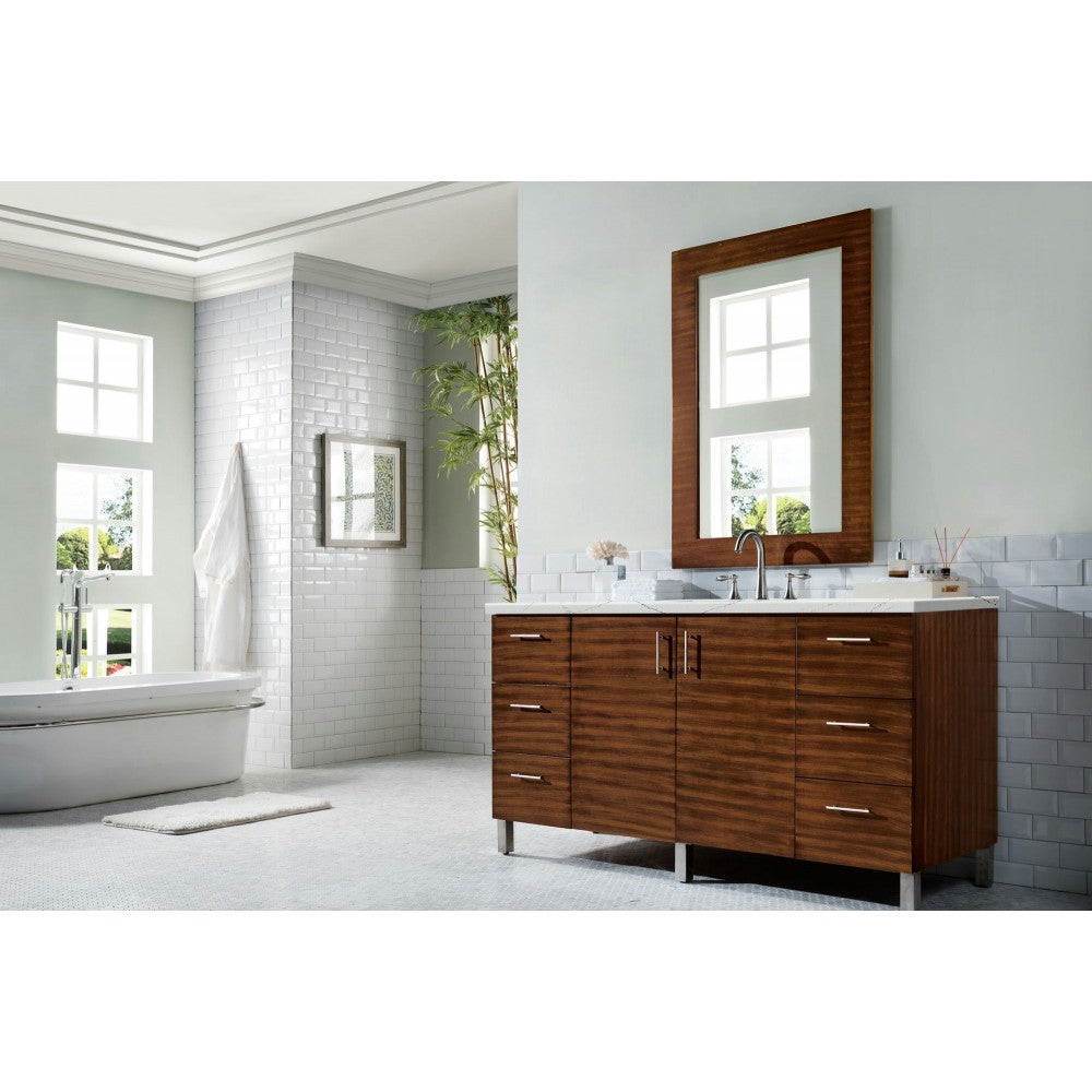 Metropolitan 60" Single Vanity American Walnut w/3 CM Ethereal Noctis Quartz Top