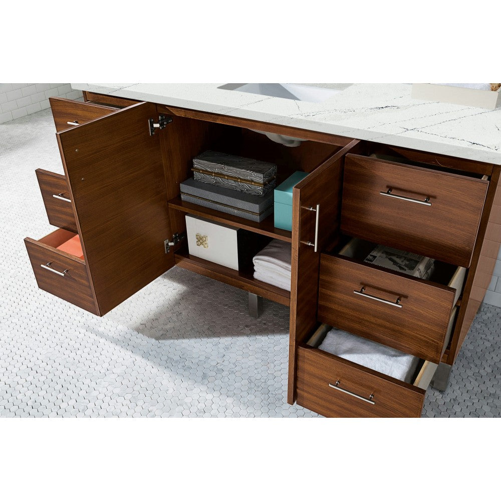 Metropolitan 60" Single Vanity American Walnut w/3 CM Ethereal Noctis Quartz Top