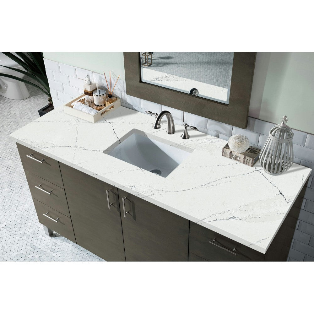 Metropolitan 60" Single Vanity, Silver Oak, w/ 3 CM Ethereal Noctis Quartz Top