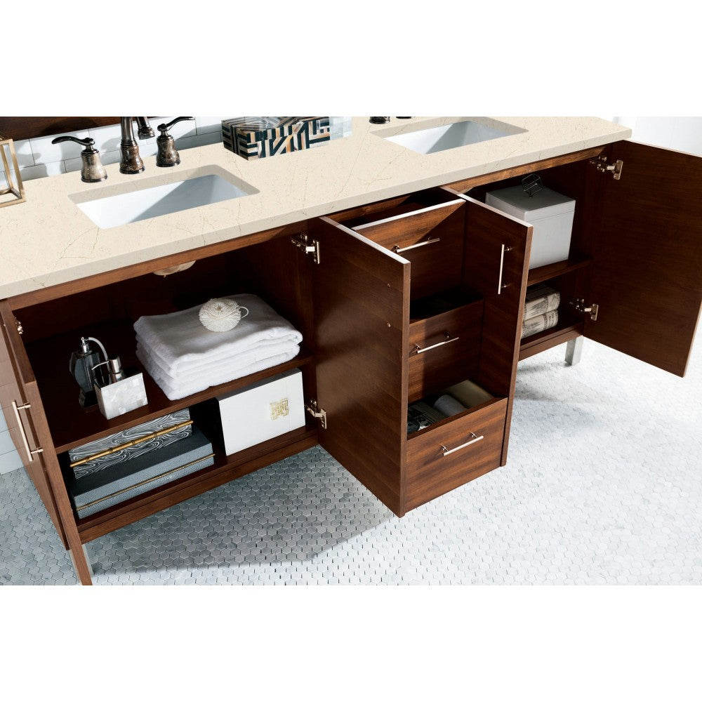 Metropolitan 72" Double Vanity American Walnut w/ 3 CM Eternal Marfil Quartz Top