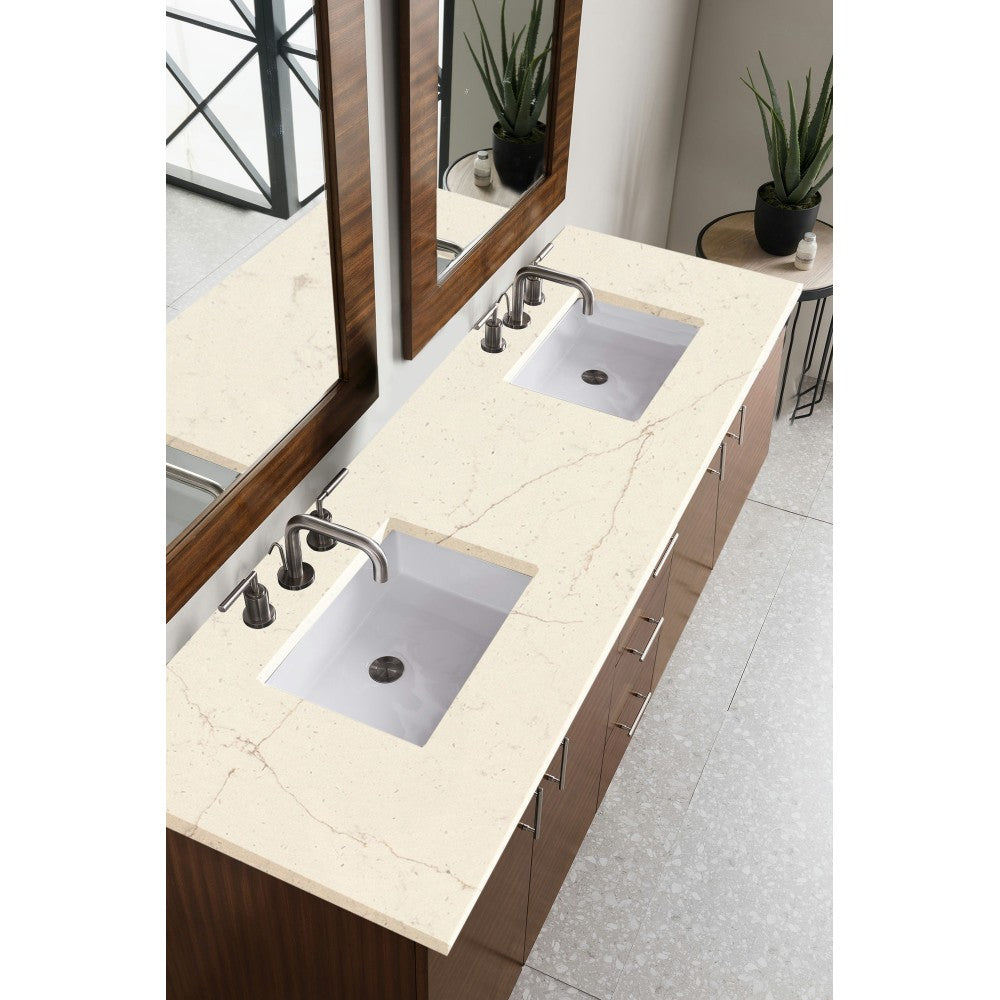 Metropolitan 72" Double Vanity American Walnut w/ 3 CM Eternal Marfil Quartz Top