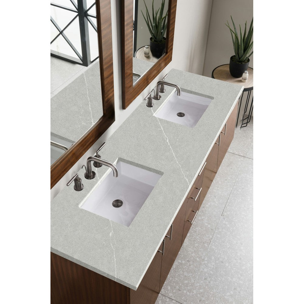 Metropolitan 72" Double Vanity American Walnut w/ 3 CM Eternal Serena Quartz Top