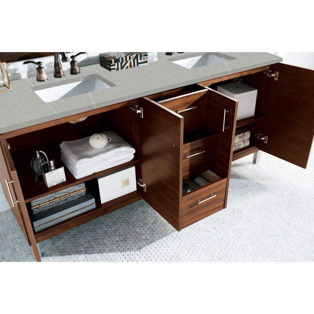 Metropolitan 72" Double Vanity American Walnut w/ 3 CM Eternal Serena Quartz Top