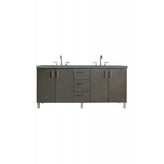 Metropolitan 72" Double Vanity, Silver Oak, w/ 3 CM Cala Blue Quartz Top