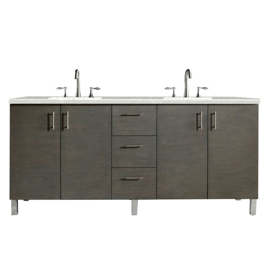 Metropolitan 72" Double Vanity, Silver Oak, w/ 3 CM Eternal Serena Quartz Top