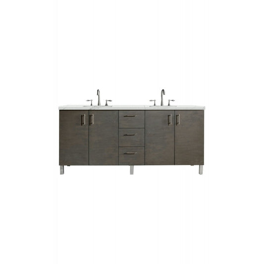 Metropolitan 72" Double Vanity, Silver Oak, w/ 3 CM Ethereal Noctis Quartz Top