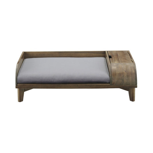 Mia Solid Wood Storage Pet Bed with Cushion - Medium - Dark Brown/Gray