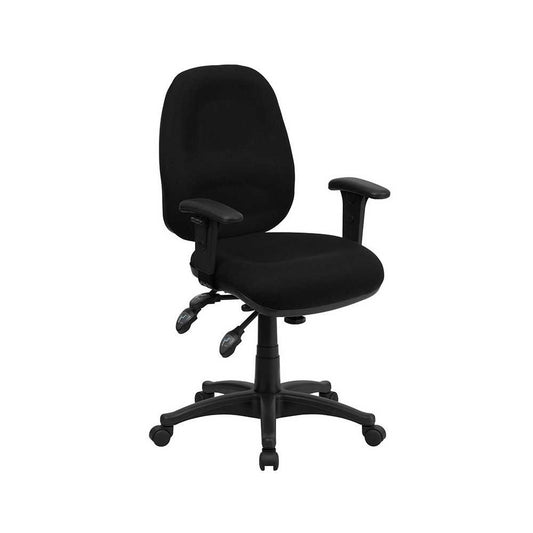 Mid-Back Black Fabric Multifunction Executive Swivel Ergonomic Office Chair with Adjustable Arms