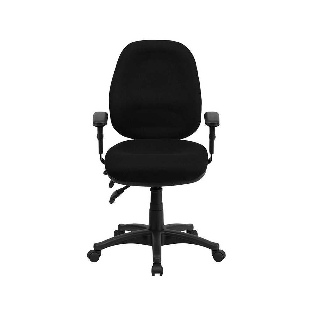 Mid-Back Black Fabric Multifunction Executive Swivel Ergonomic Office Chair with Adjustable Arms